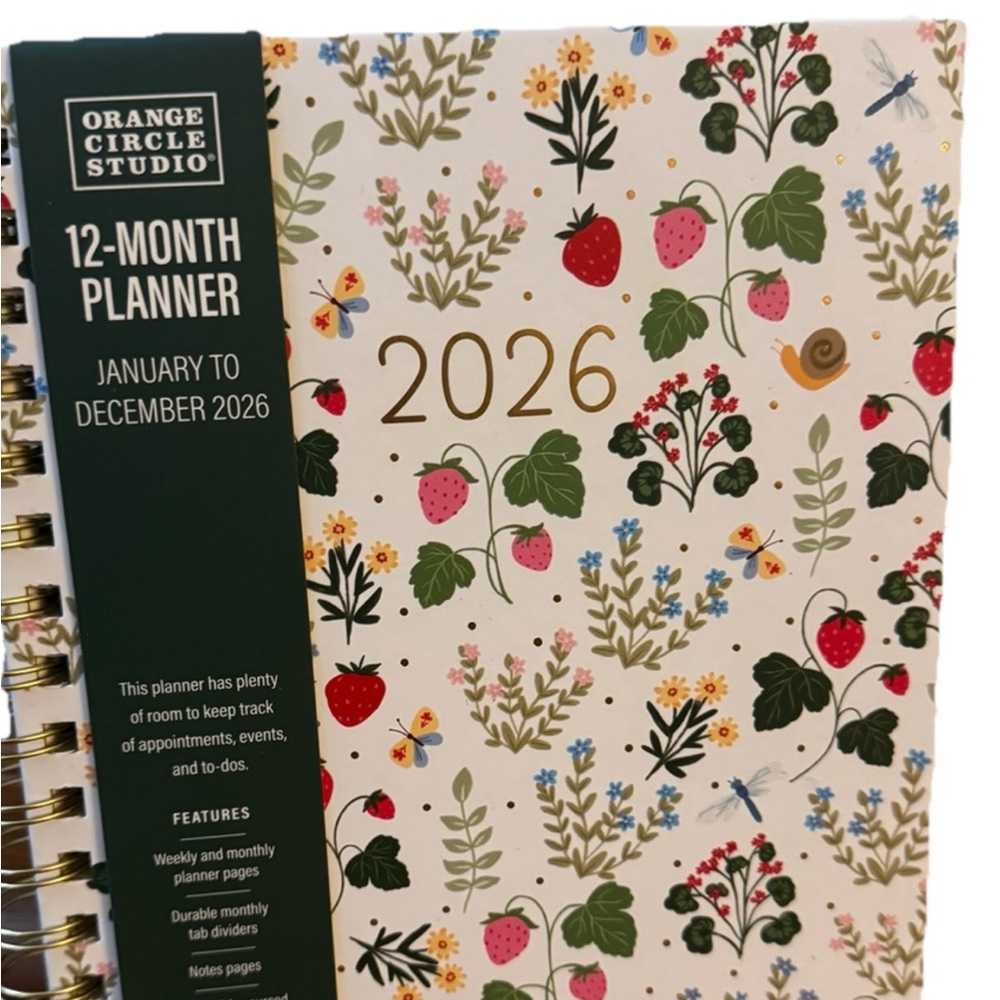 2026 Monthly Planner 12 Months Planner Orange Circle Studio Floral Design 8x7”